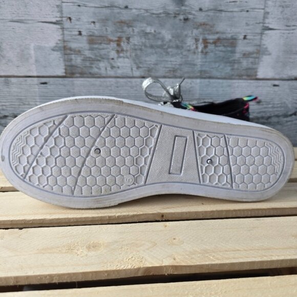 Fabkids Athletic Canvas Lace Up Sneakers Rainbow Unicorn Stars Size 5 - Picture 6 of 10